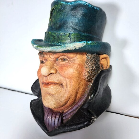 Vintage Chalkware Head Bill Sykes 1986 Legend Products Wall Hanging England - Picture 6 of 9